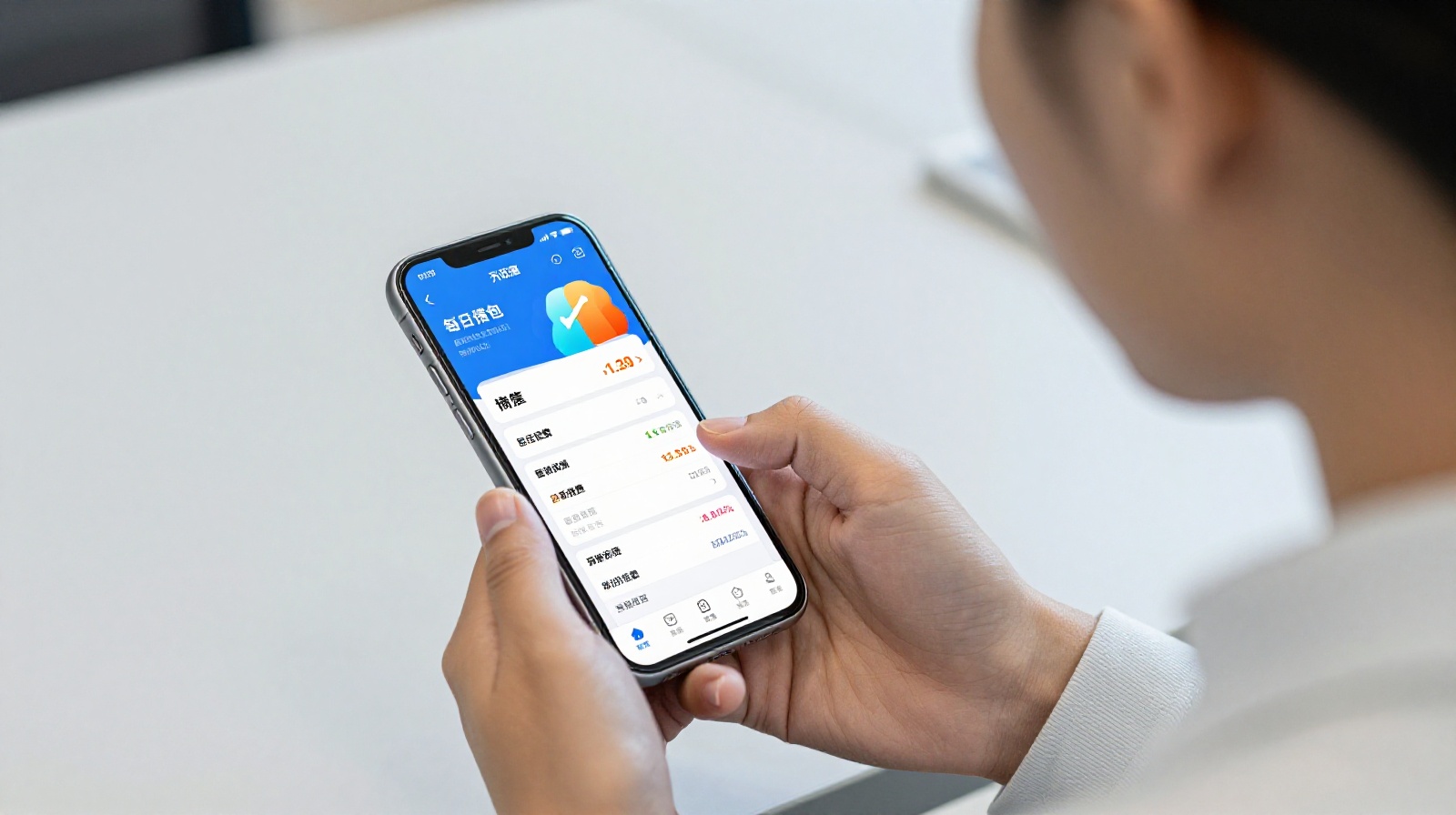 A close-up of a smartphone screen showing a detailed spending breakdown from a digital payment app held by a young professional.