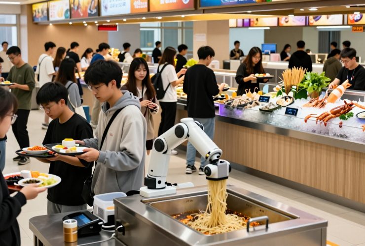 Chinese University Cafeterias: A Fierce Battleground Ranging from Seafood Feasts to Robot Chefs