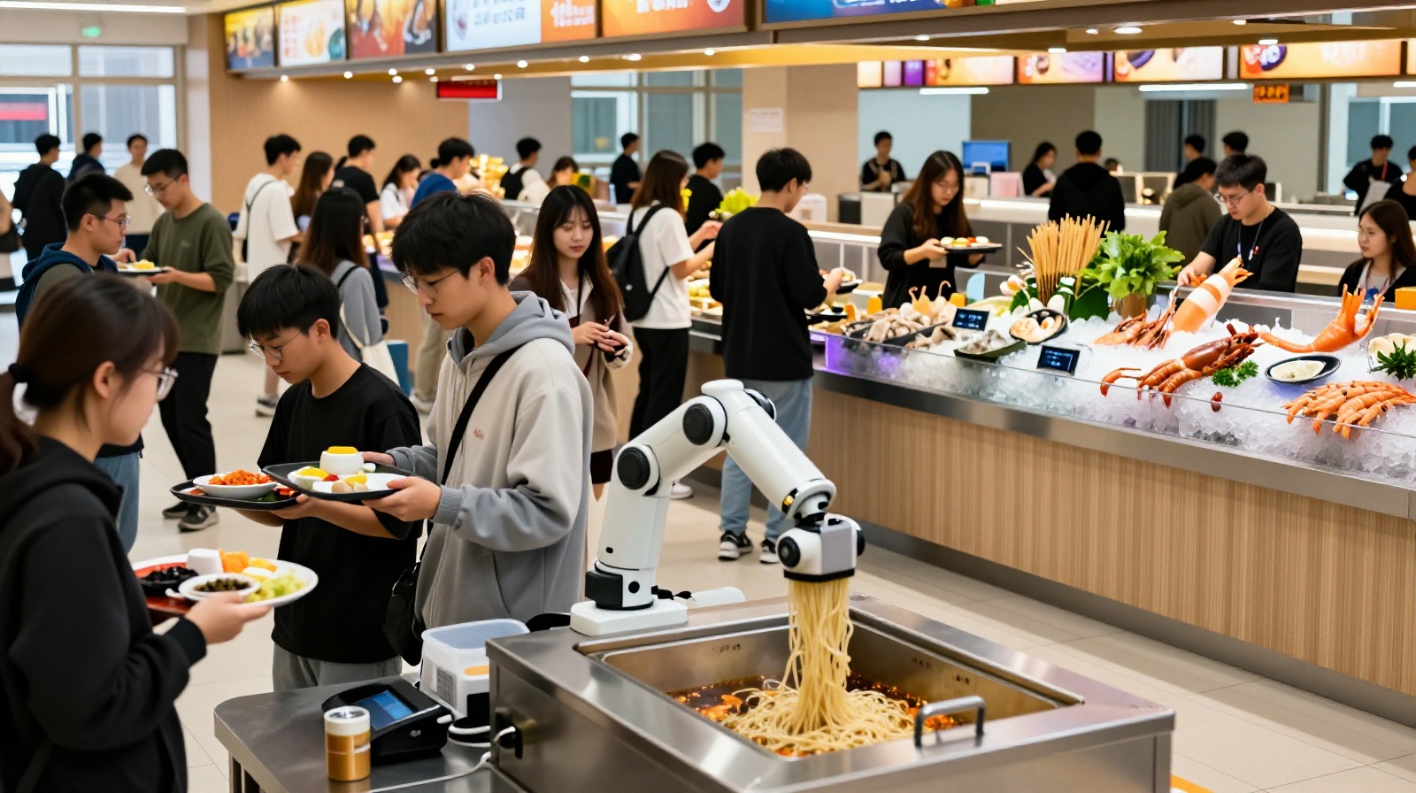 Chinese University Cafeterias: A Fierce Battleground Ranging from Seafood Feasts to Robot Chefs