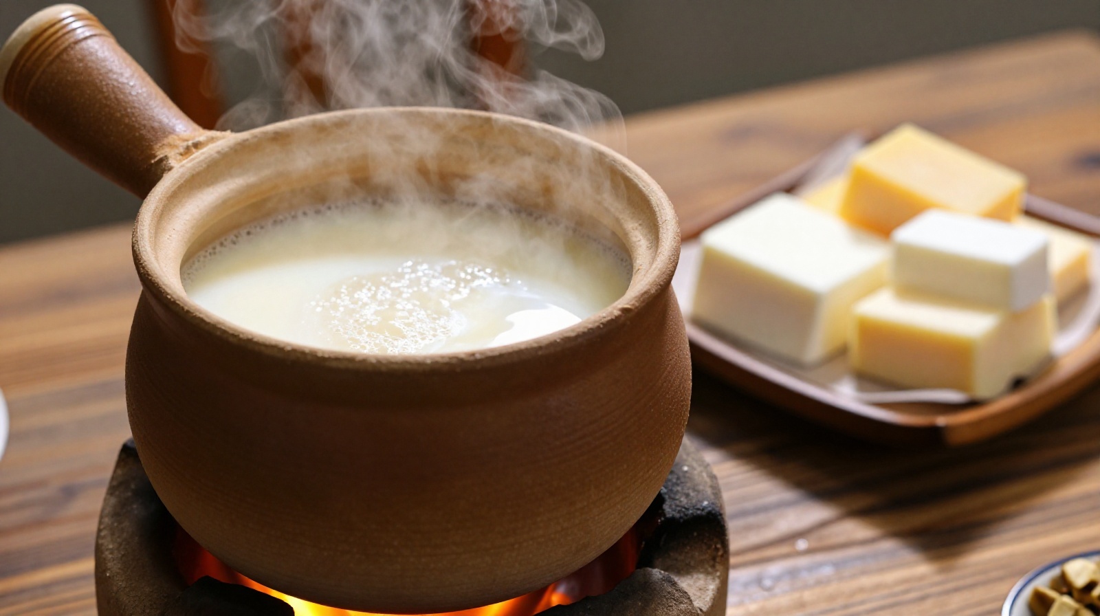 Traditional preparation of salty milk tea and local dairy products in an Inner Mongolian yurt