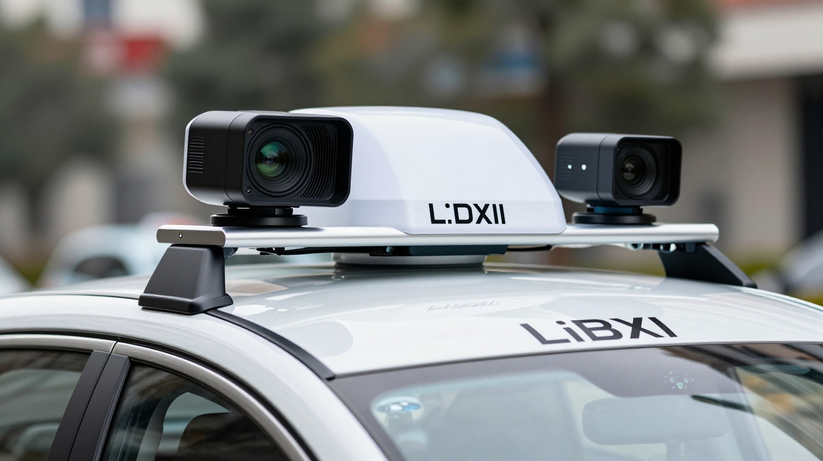 High-tech LiDAR sensors mounted on the roof of a self-driving vehicle in Beijing