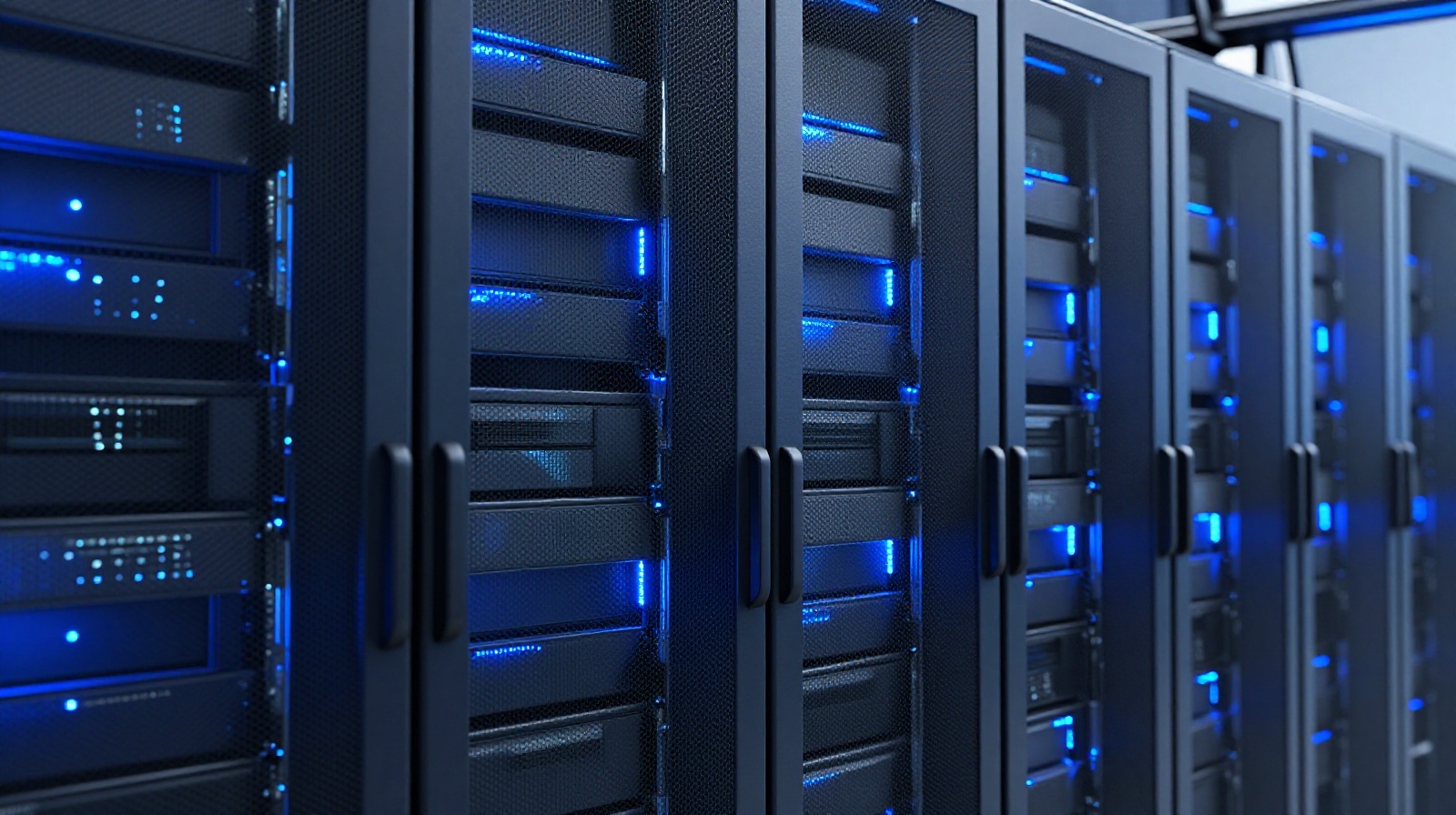 Rows of glowing server racks inside a Guizhou data center showing the high-tech infrastructure