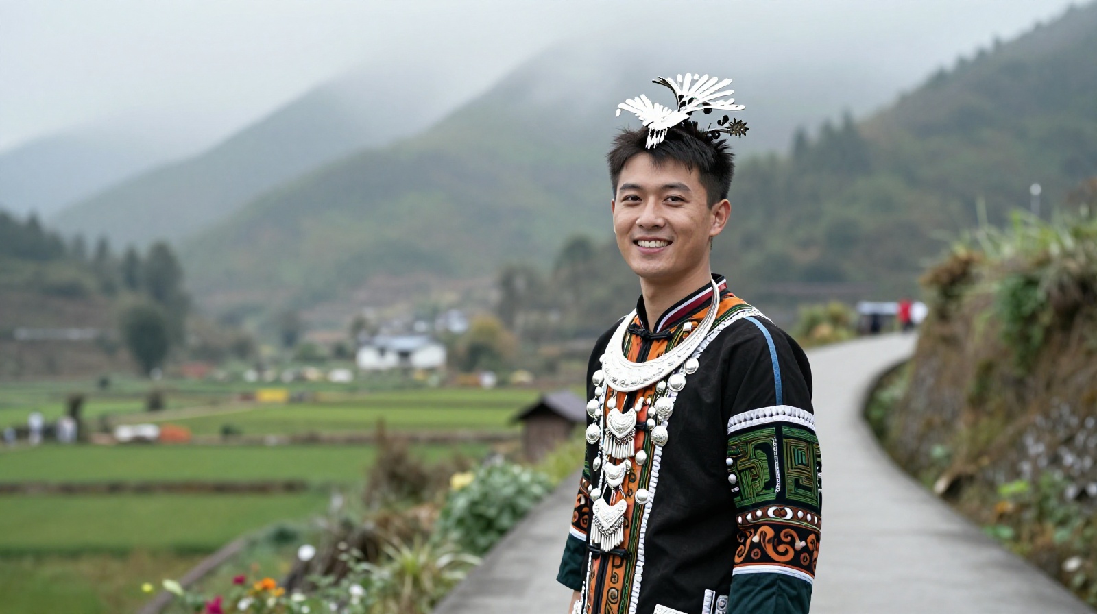 Young local guide in traditional attire representing the blend of culture and modernity