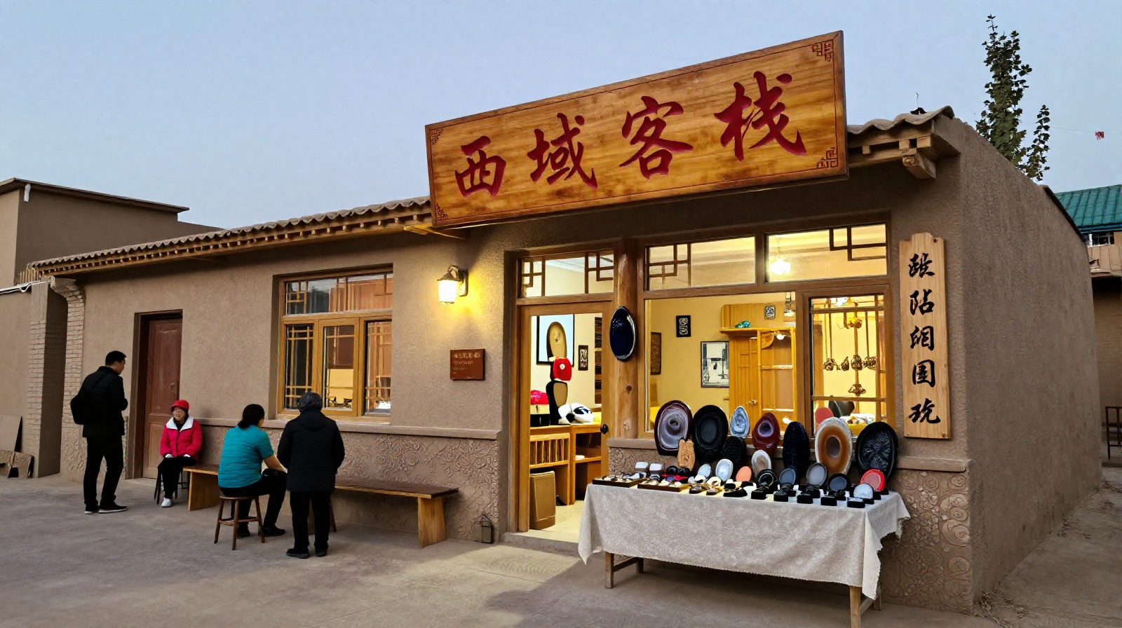Family-run guesthouse and local craft market near Zhangye Danxia National Geopark