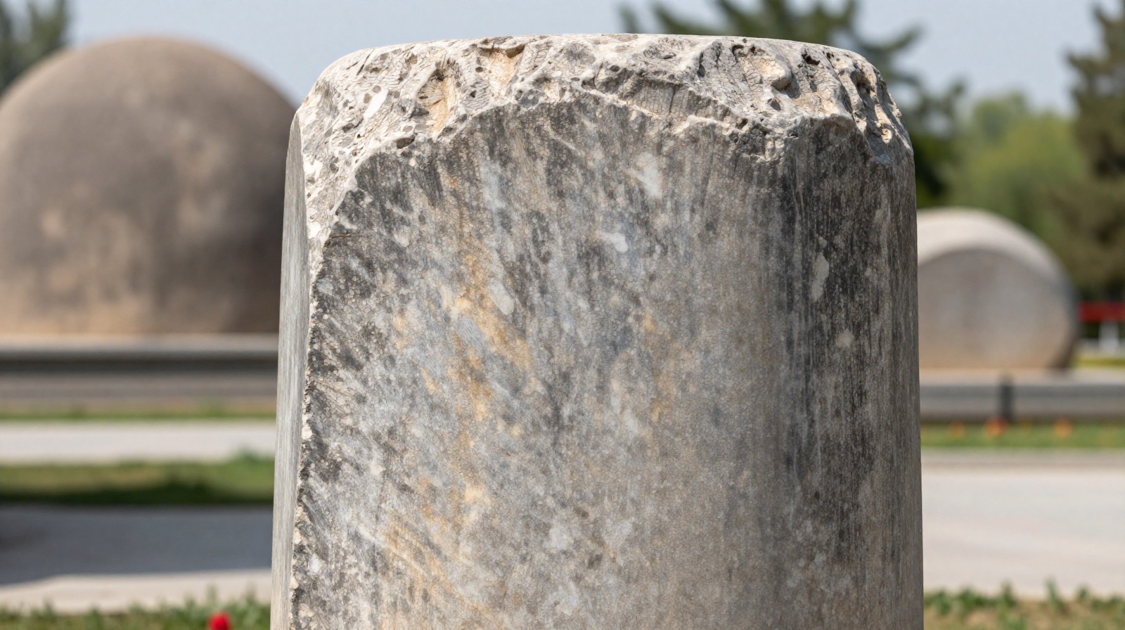 Eroded stone statue remains on the ancient spirit way of the Western Xia imperial tombs