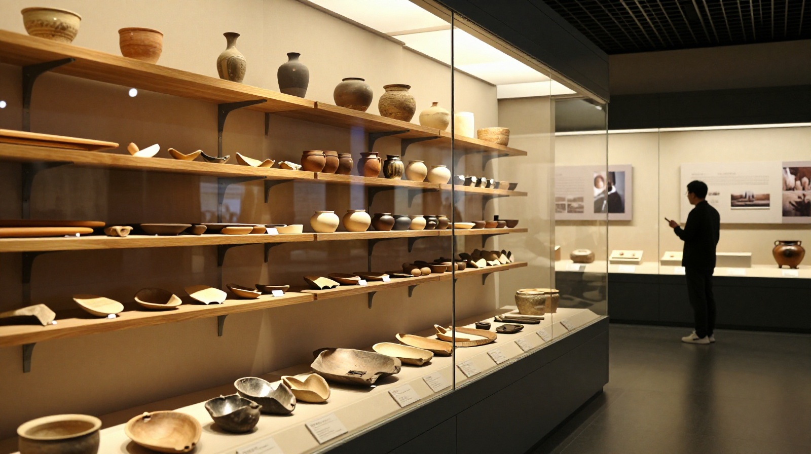 Artifacts from Western Xia tombs displayed inside a local museum near the desert ruins