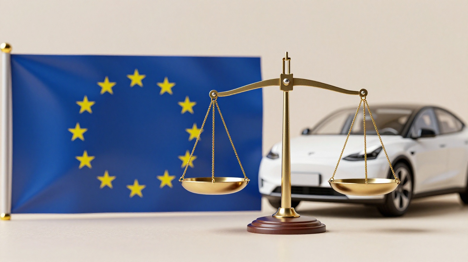 Symbolic representation of EU-China trade tensions regarding electric vehicle tariffs