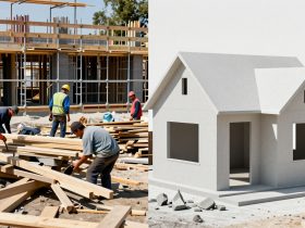 Robotic arm constructing 3D printed wall