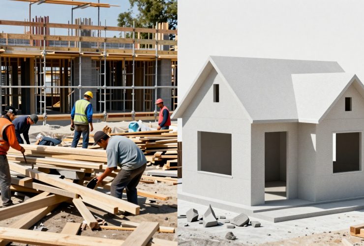 Robotic arm constructing 3D printed wall