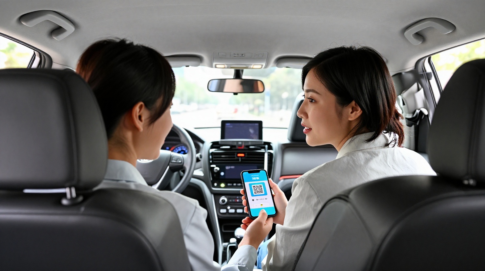 Tourist asking about mobile payment options like WeChat or Alipay in a Chinese taxi