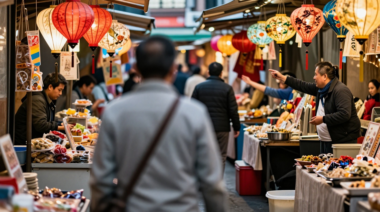 Tourist walking away from a market stall as part of haggling strategy