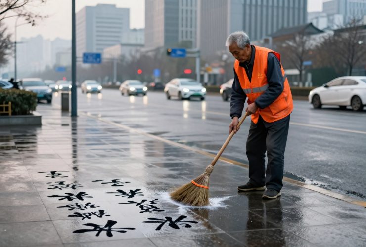 The Street Cleaner Who Writes Poetry on the Ground