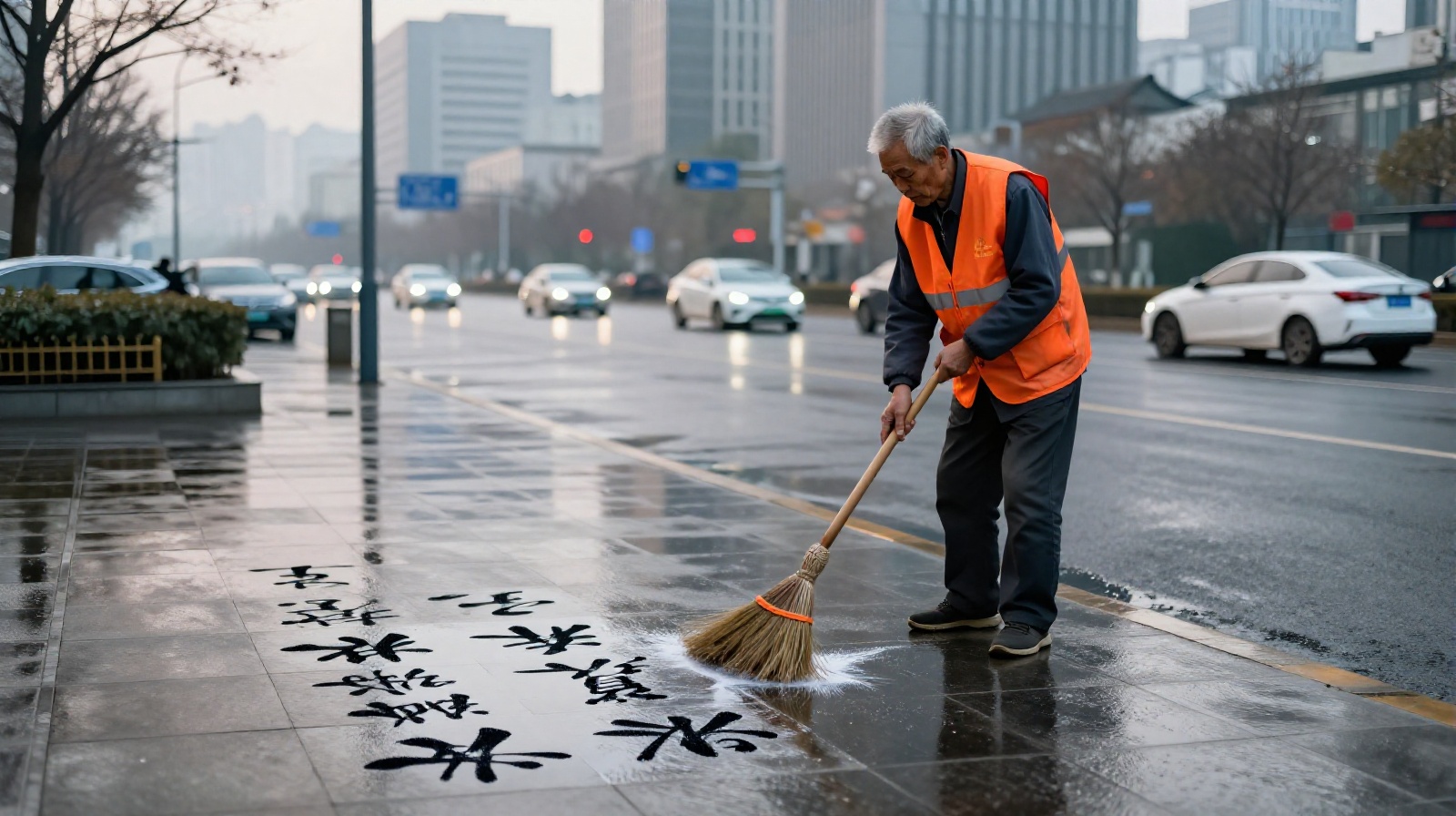 The Street Cleaner Who Writes Poetry on the Ground