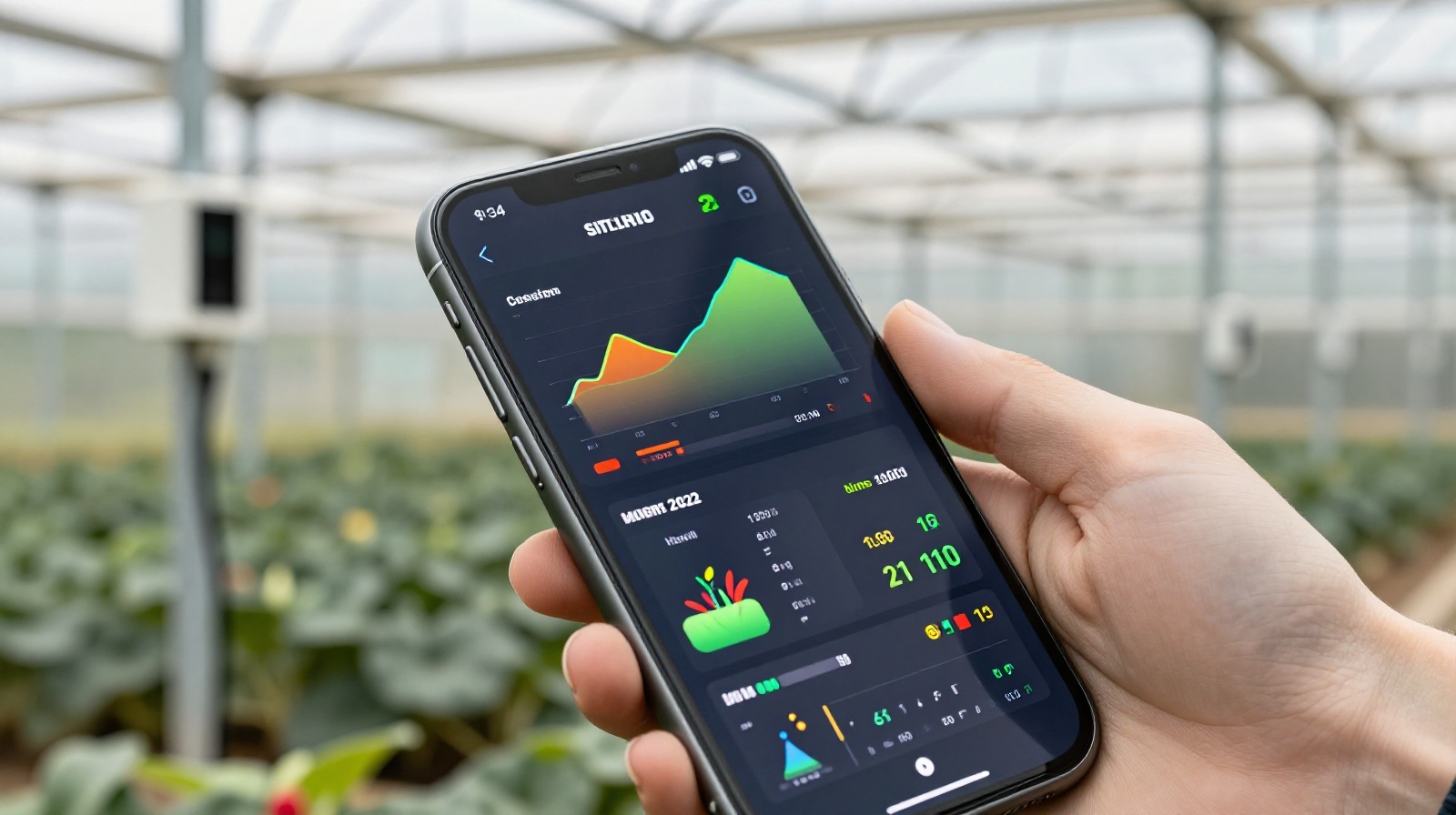 Smartphone showing agricultural analytics used for precision farming in China