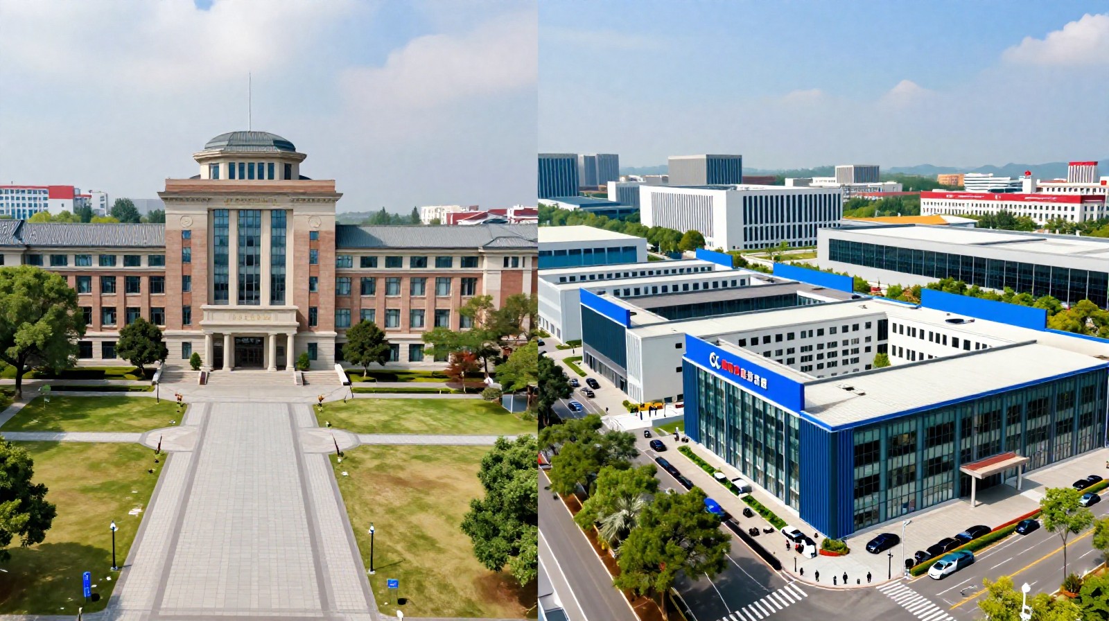 A visual comparison between traditional university life and modern startup culture in China