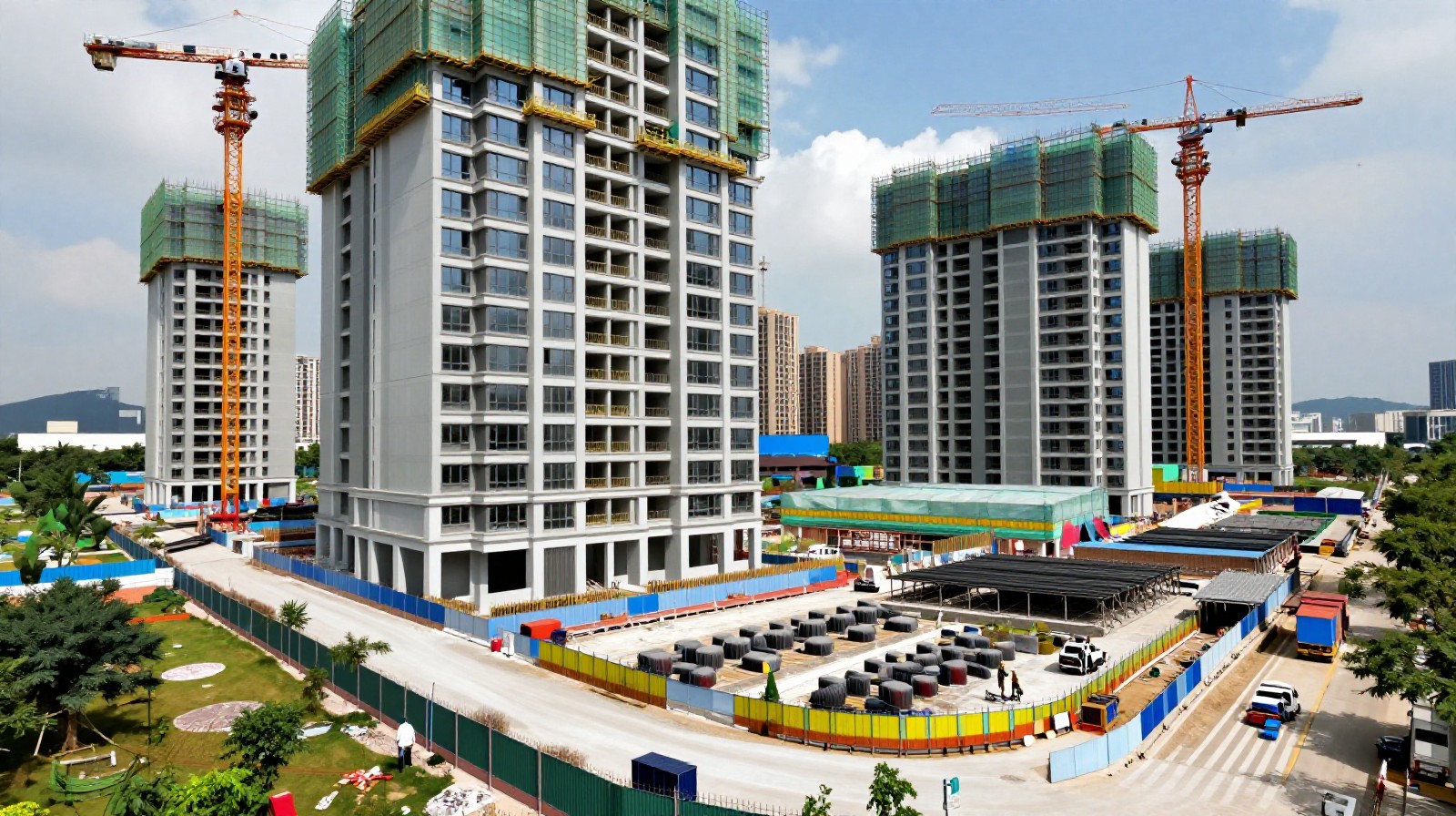 New government-subsidized affordable housing buildings under construction in Shenzhen, China