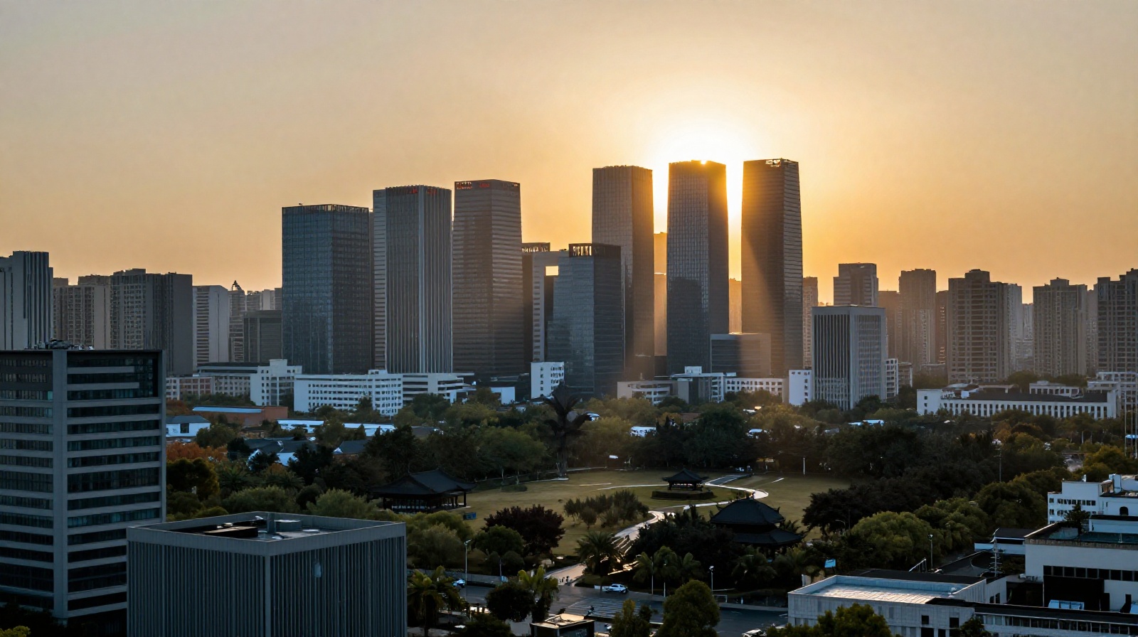 The Chengdu cityscape at dawn, symbolizing the rising future of the independent game development industry in Sichuan province.
