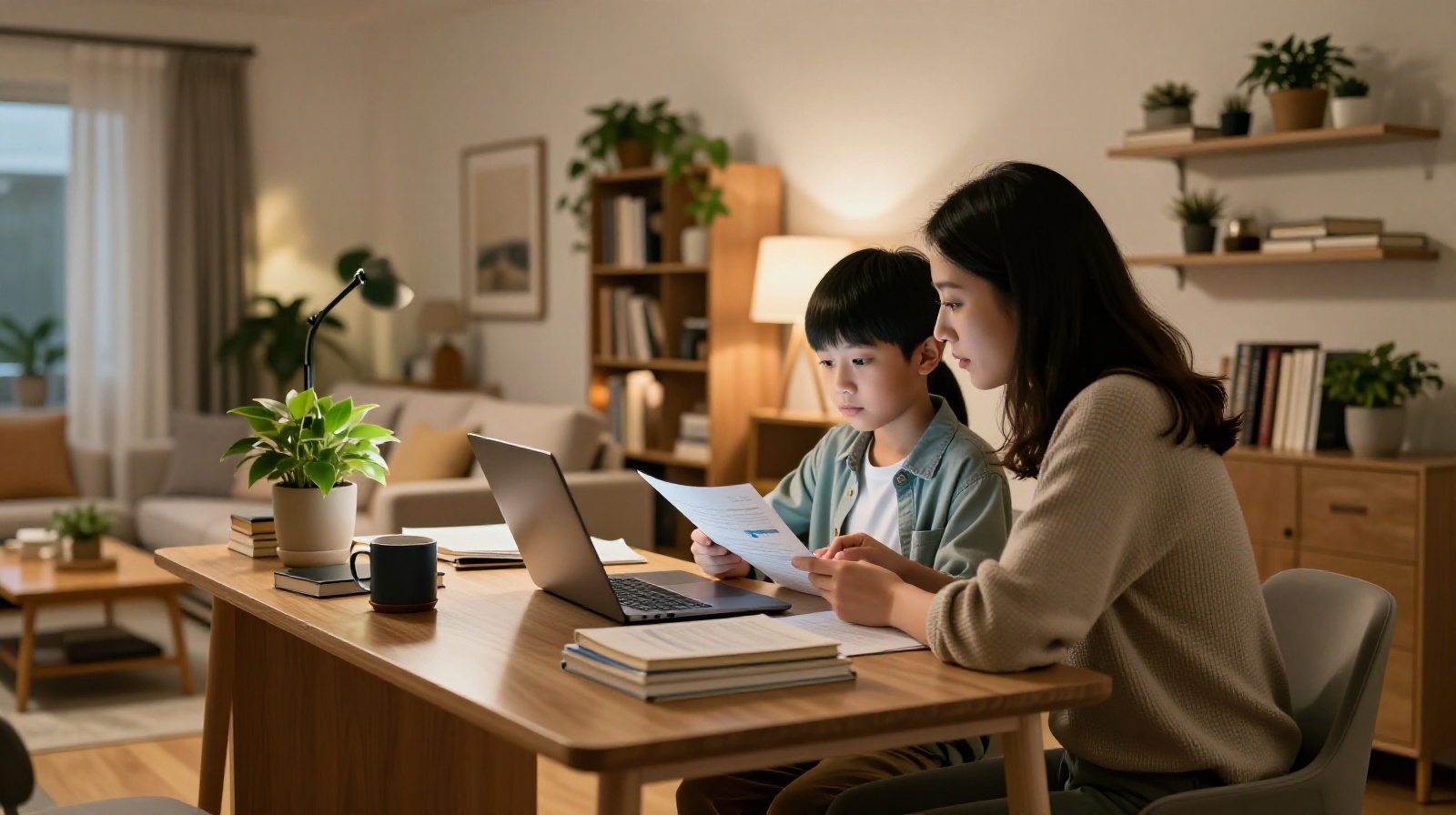 Chinese family planning finances at home with focus on savings and education rather than buying property