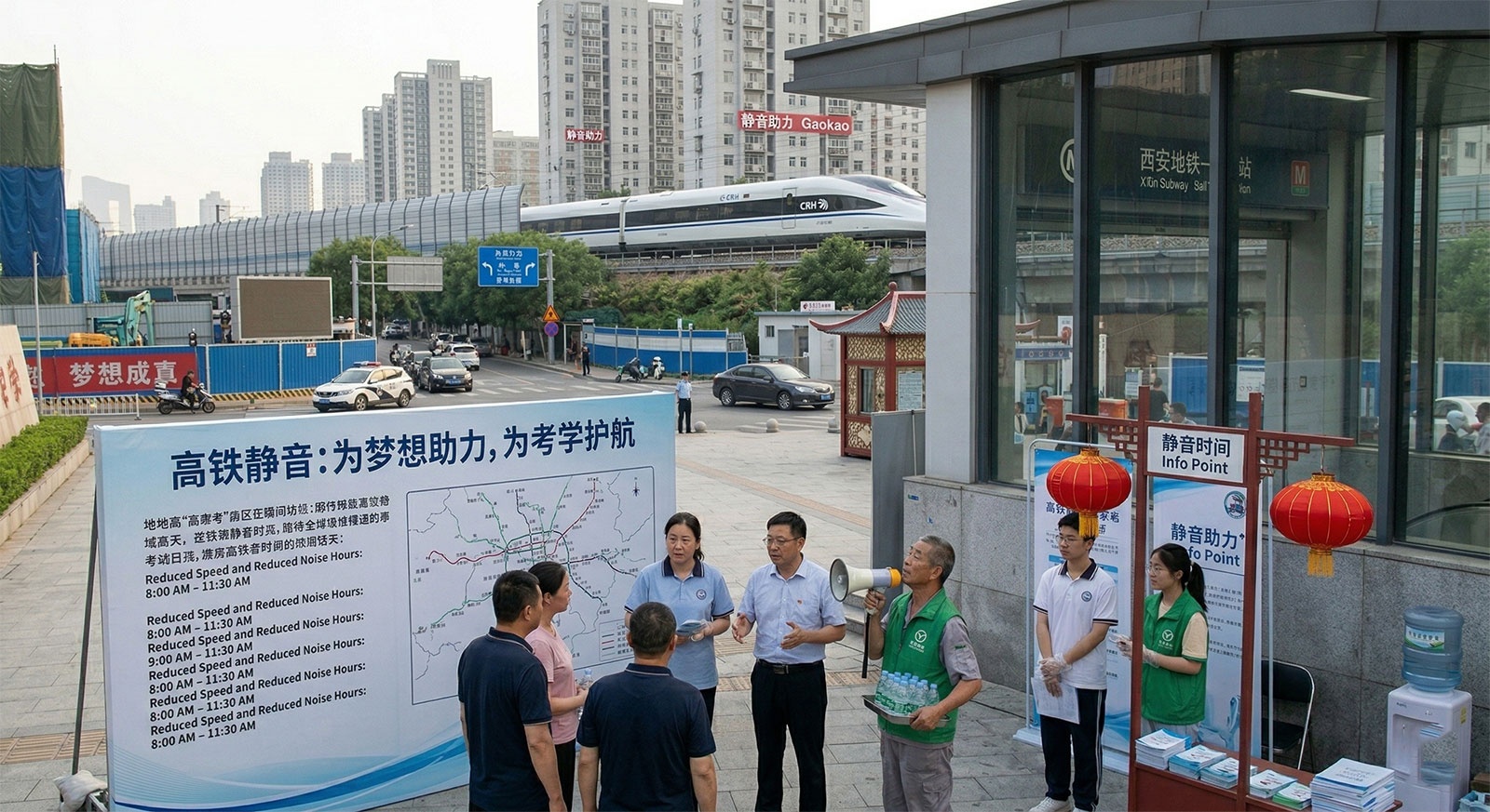 High-speed trains slowing down near Chinese exam centers to minimize noise disruption for students during Gaokao.