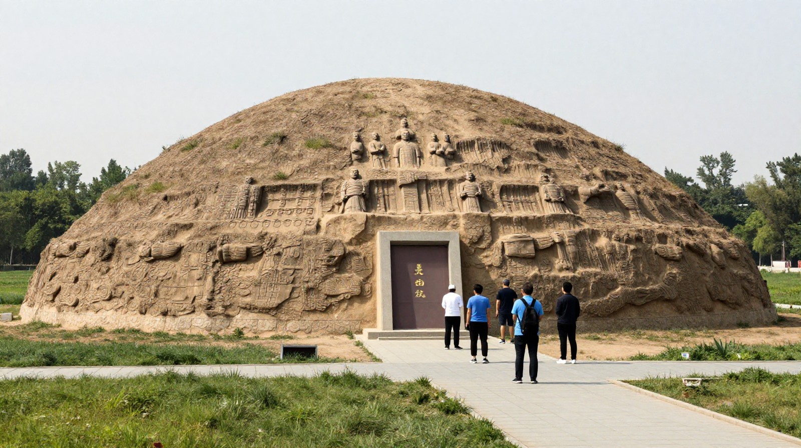 The massive burial mound of Emperor Qin Shi Huang's tomb complex in Xi'an