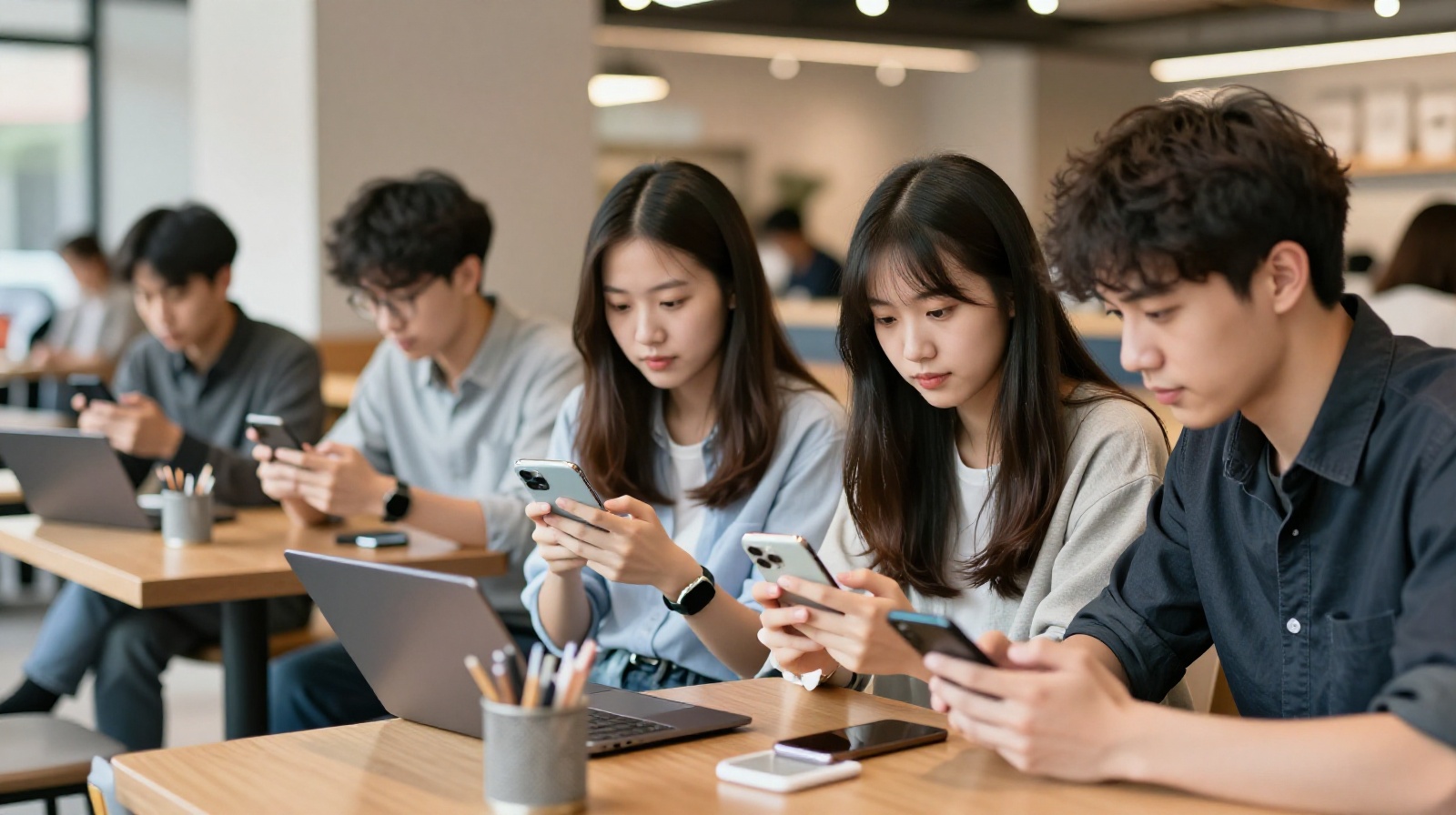 Young Chinese consumers discussing sustainability trends on social media apps