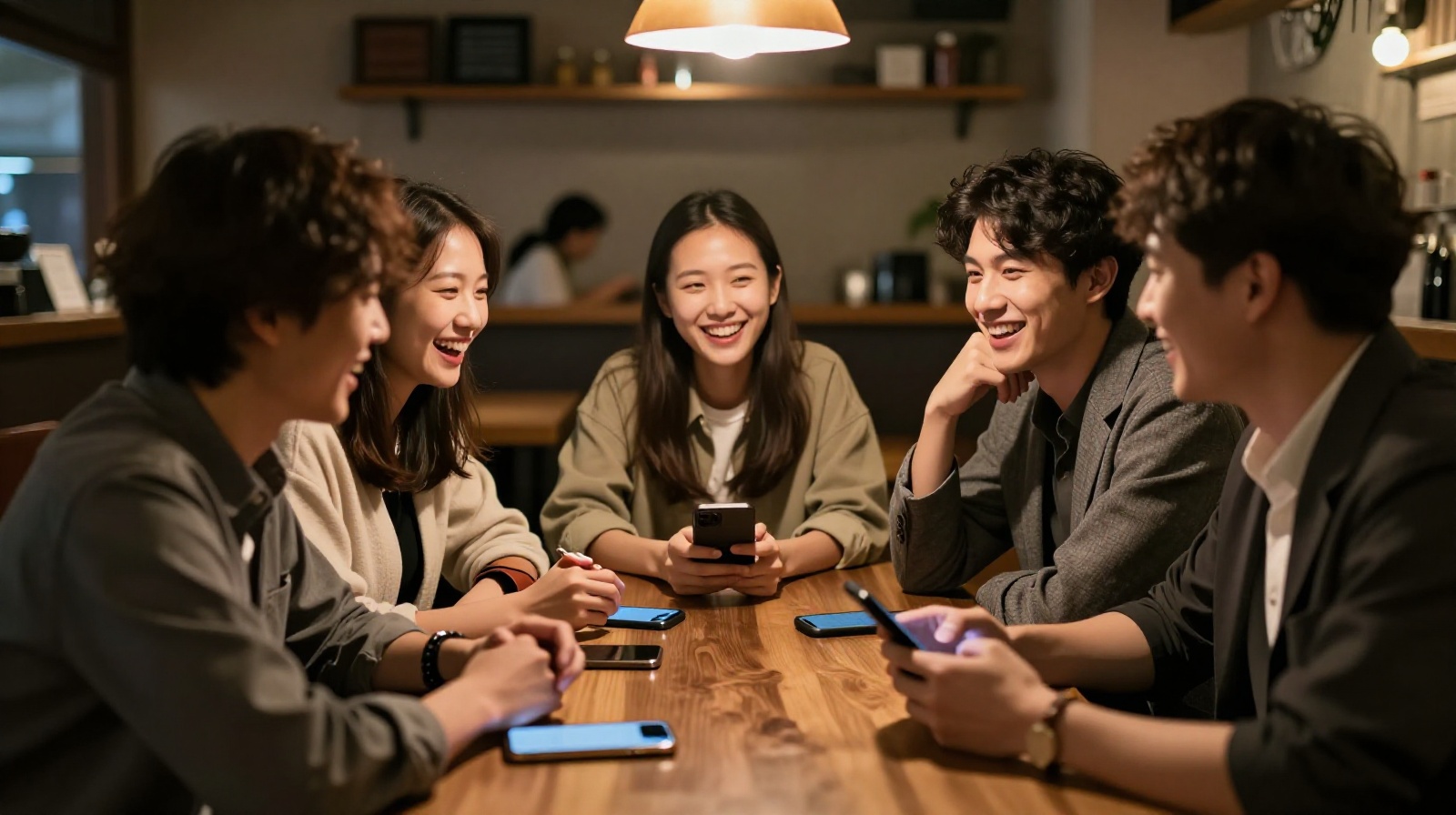 Young professionals in a Chengdu cafe participating in a phone-free social gathering