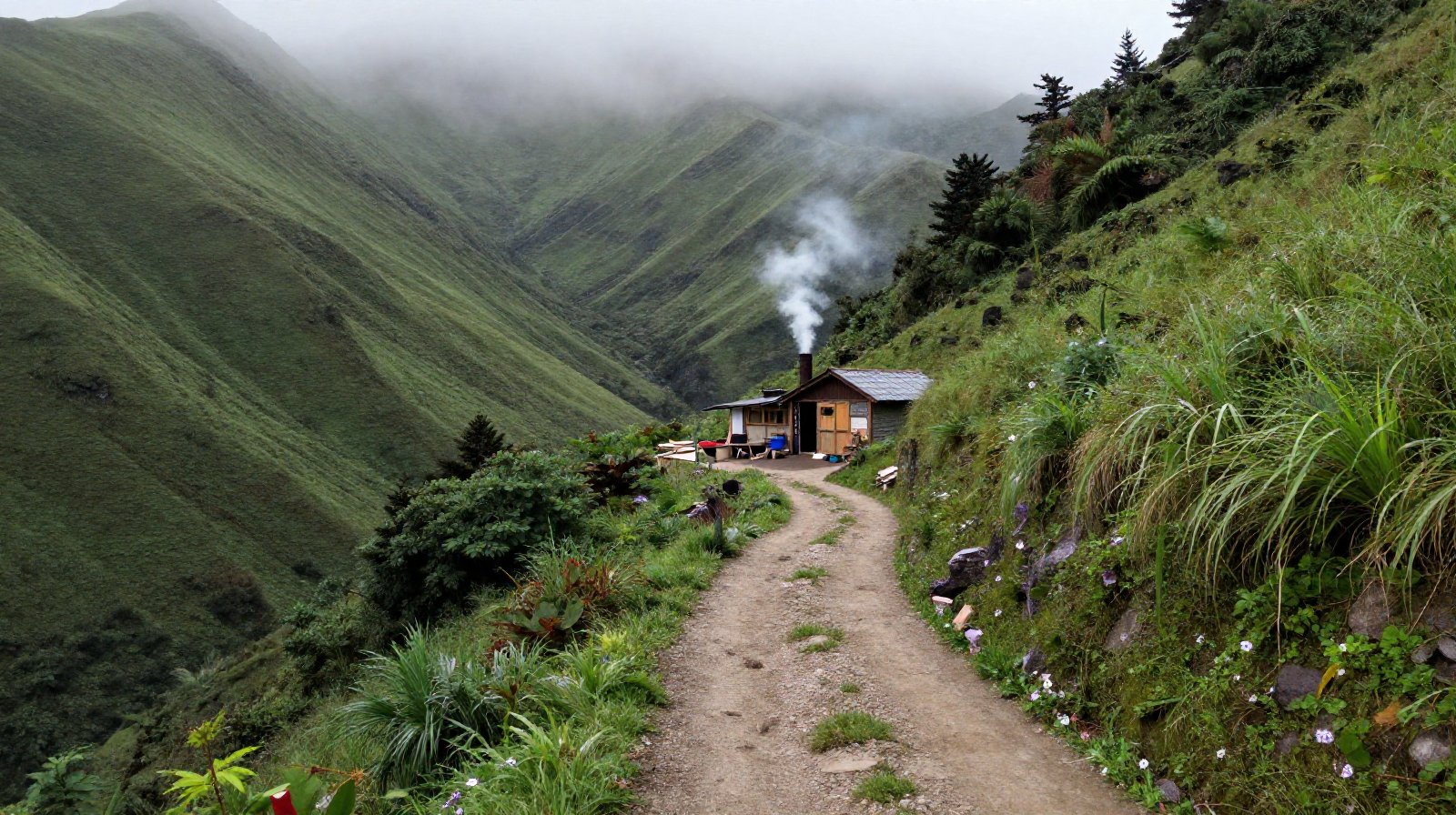 A scenic view of a remote mountain village where traditional iron-forging takes place