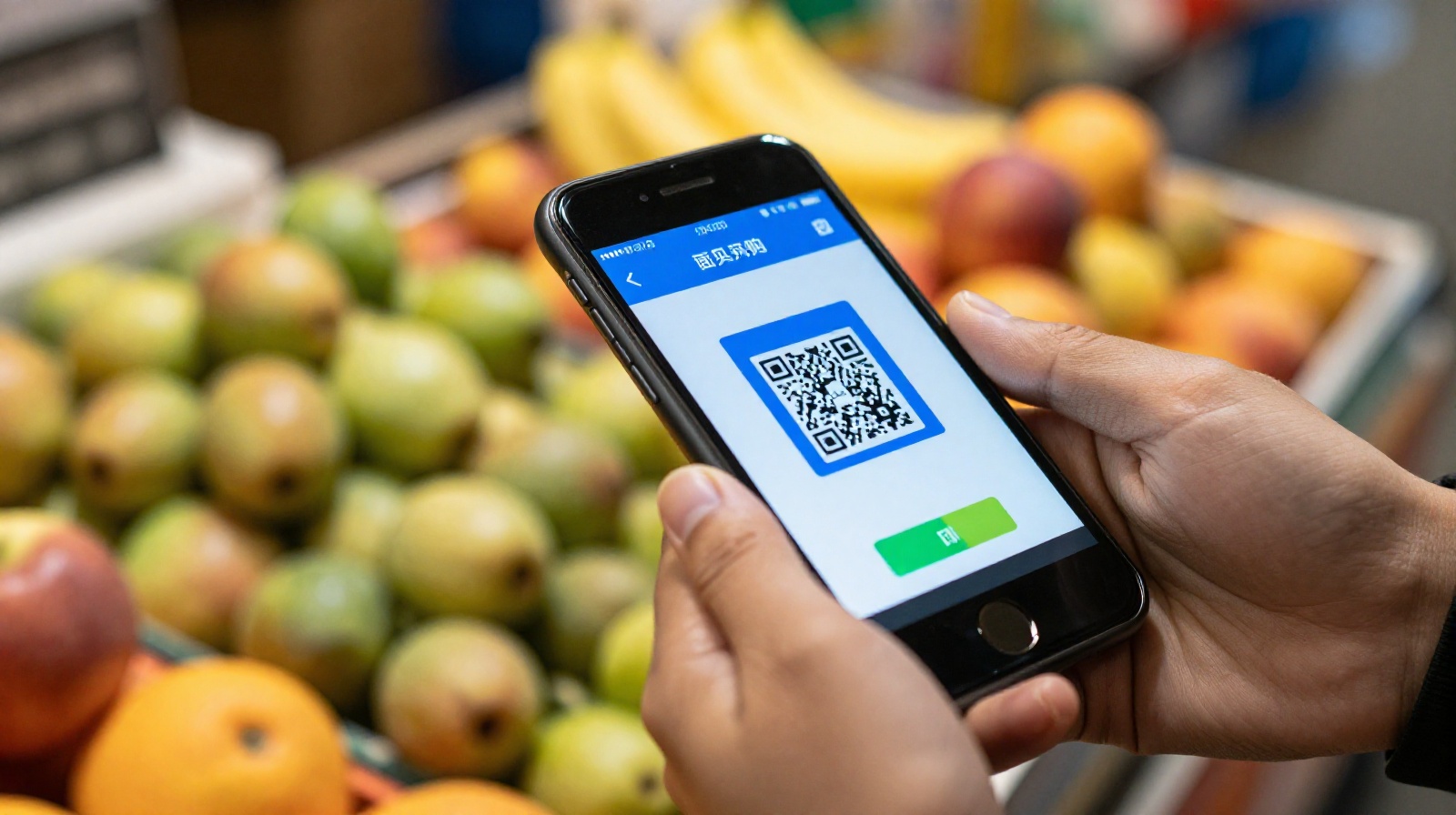 A vendor accepting digital payment via QR code at a Xi'an street food stall