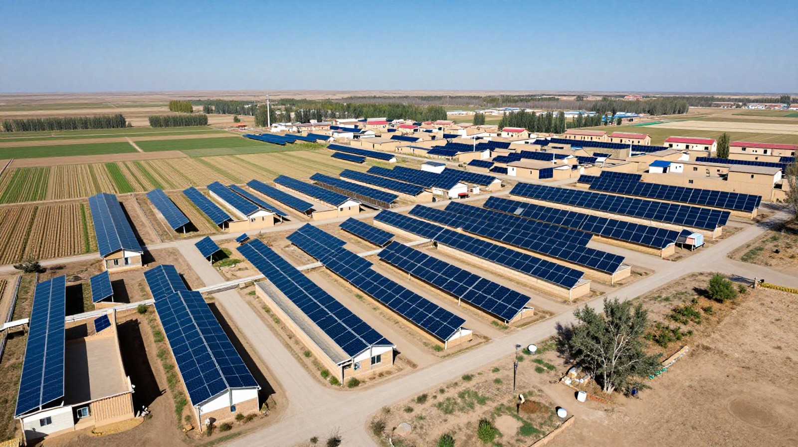 Solar panels in a Chinese rural village