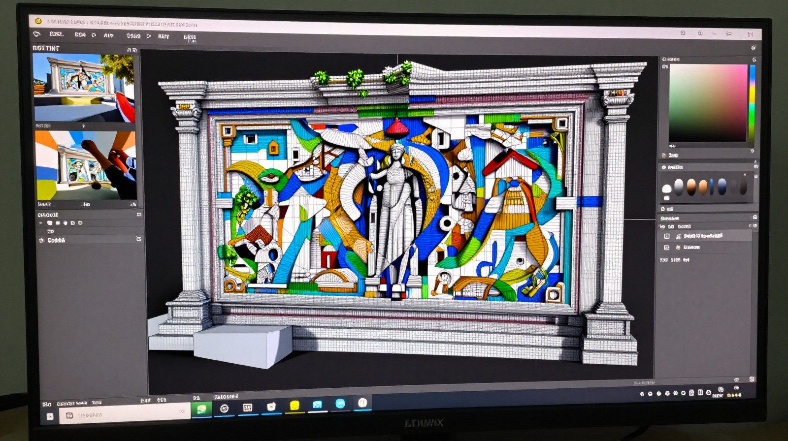 Digital processing of mural data on a computer screen for restoration research