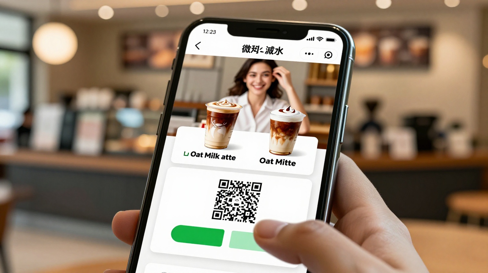 Digital ordering system via WeChat mini-program at a Chinese coffee shop