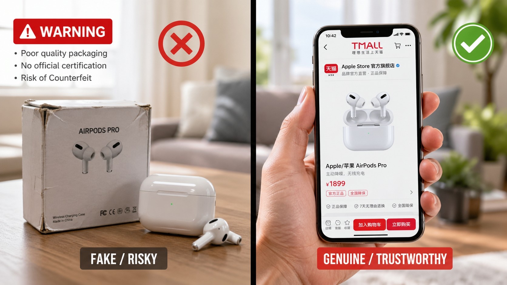 Visual guide to identifying authentic products and avoiding scams on Taobao