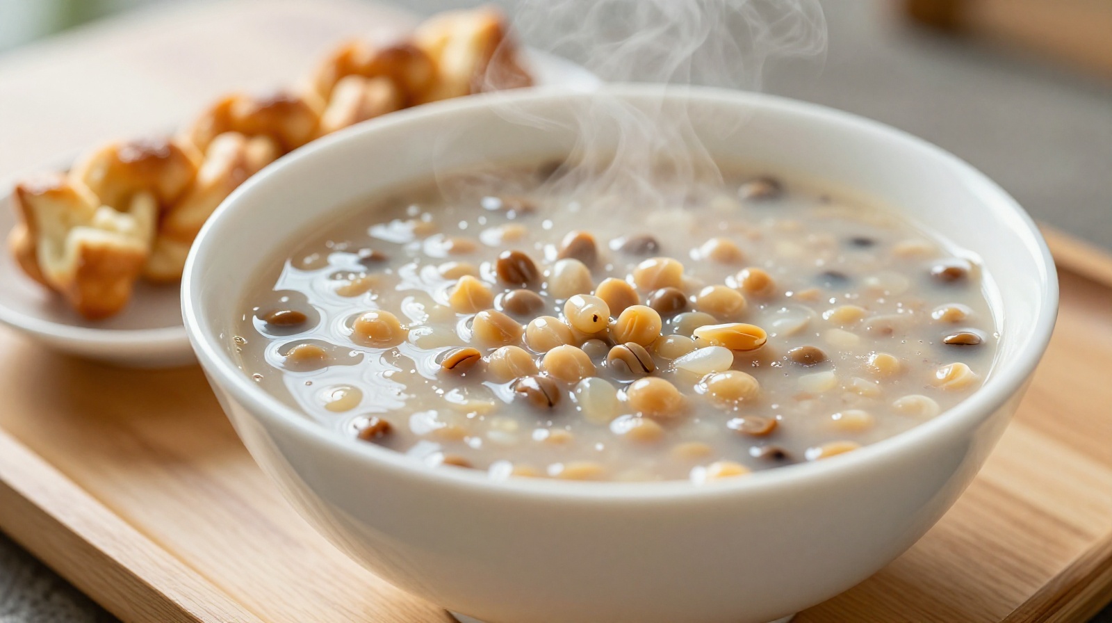 A traditional Beijing breakfast featuring fermented mung bean soup and fried dough twists, commonly eaten to cure hangovers after drinking baijiu.