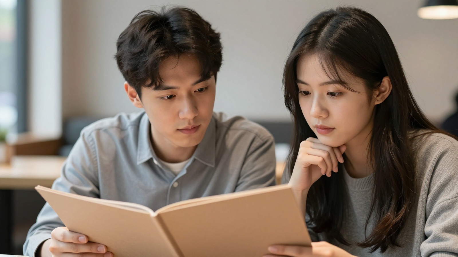Young diners reviewing a menu in a modern upscale Chinese restaurant, reflecting the shift towards experiential dining over status symbols.