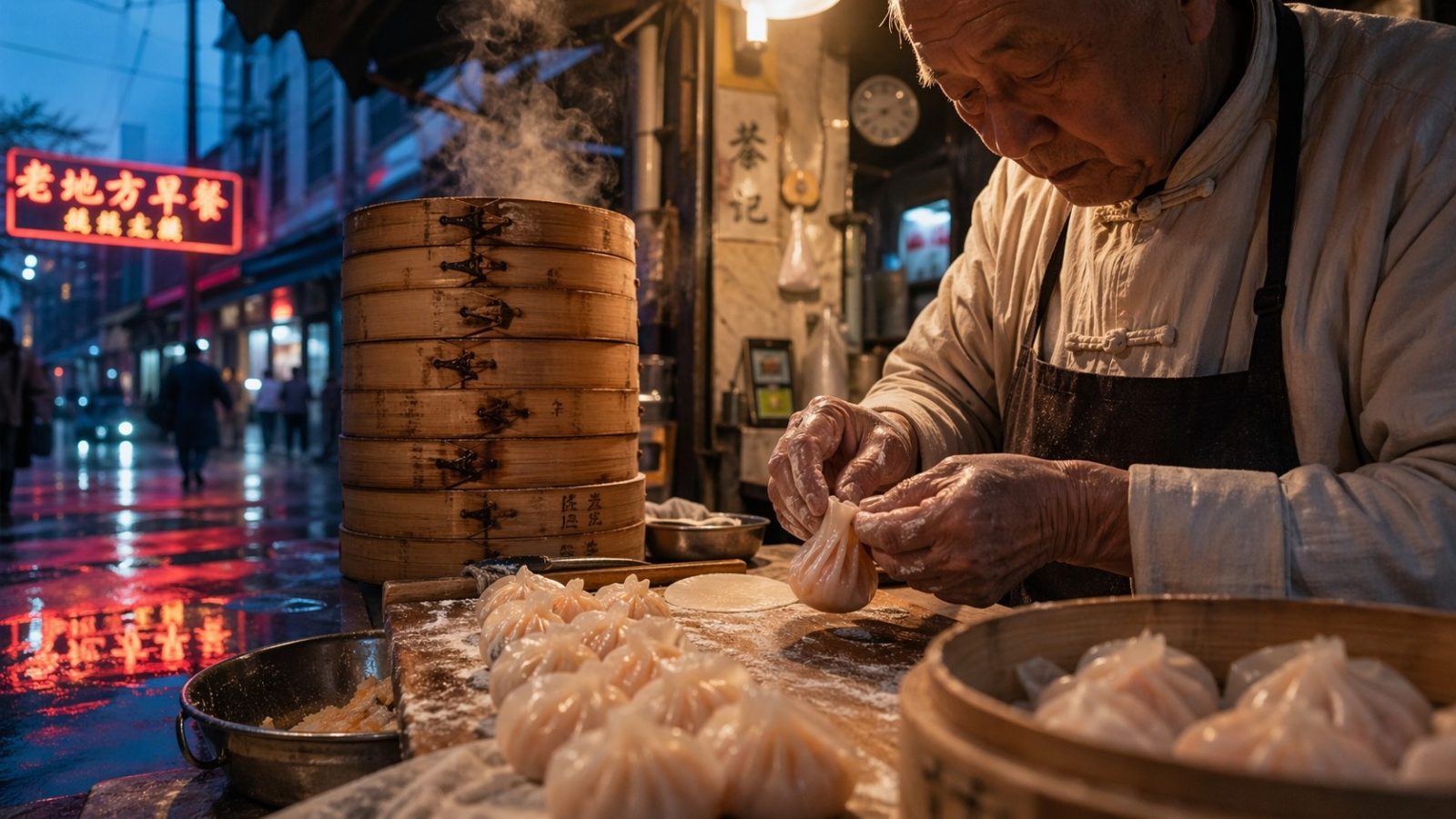 4 AM in Guangzhou: How a Dim Sum Vendor Starts the Day with One Basket of Shrimp Dumplings
