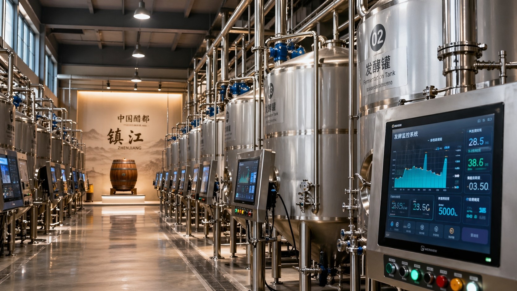 Modern automated vinegar production line in Zhenjiang blending traditional and high-tech manufacturing