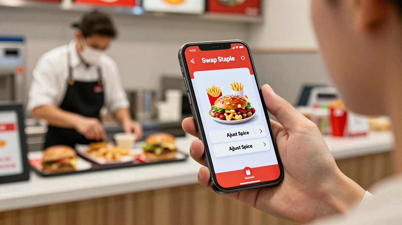 Mobile app interface for customizing a Chinese fast food Taocan order.