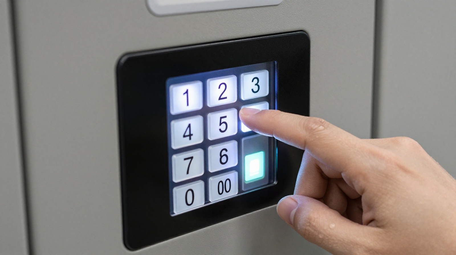 User inputting a pickup code on a smart locker keypad