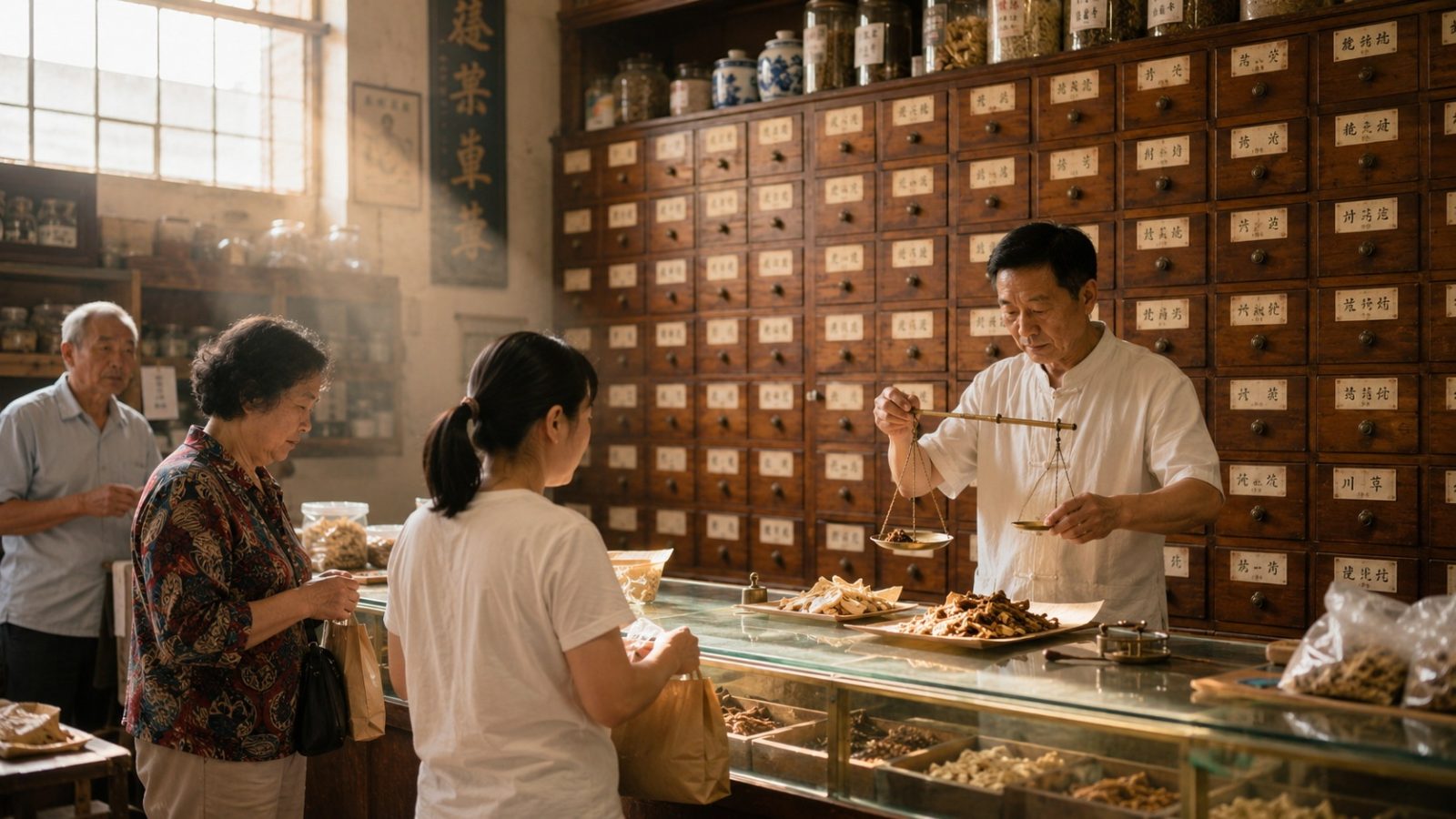 Stepping into a Traditional Chinese Medicine Pharmacy: Wisdom in Wooden Drawers