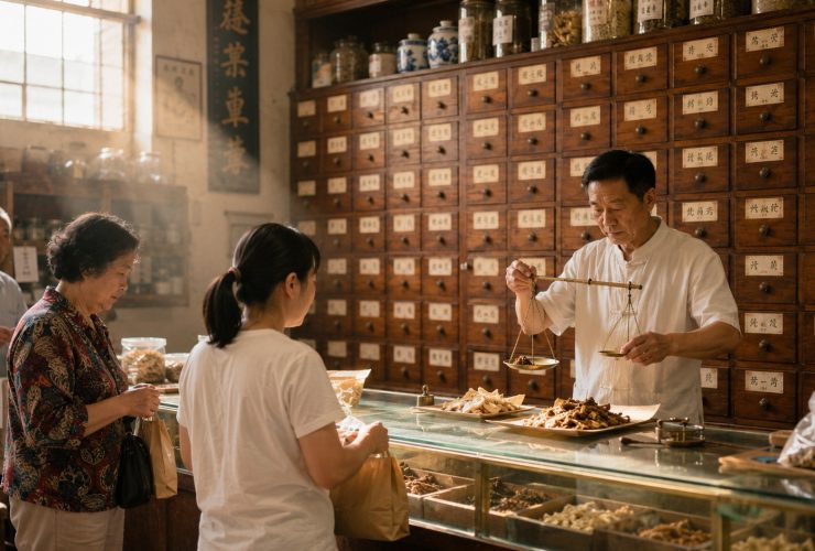 Stepping into a Traditional Chinese Medicine Pharmacy: Wisdom in Wooden Drawers