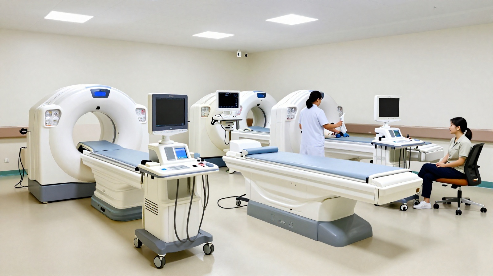 Modern medical imaging center inside a Chinese public hospital with efficient workflow.