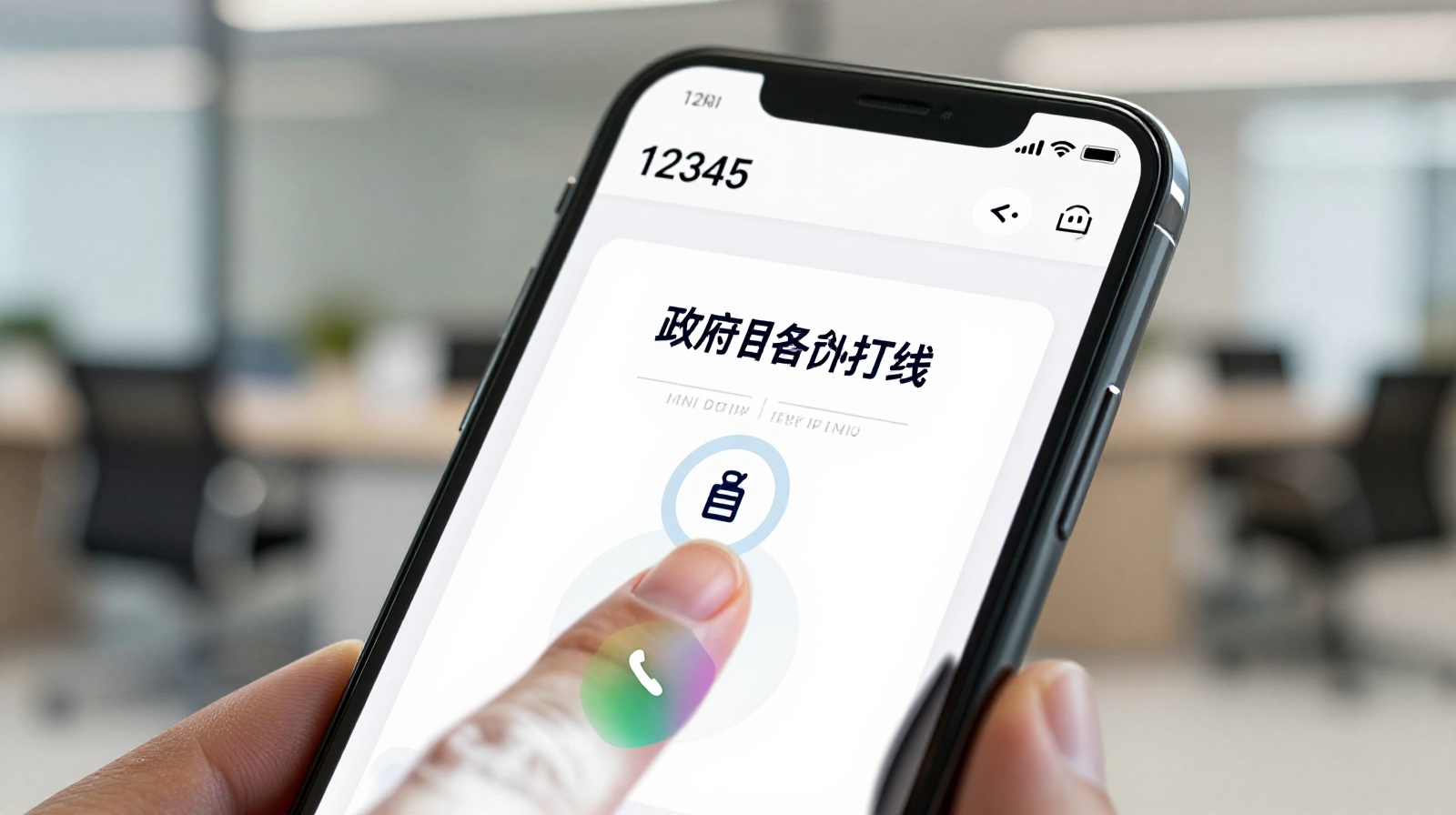 Smartphone calling the 12345 municipal government hotline in China for reporting noise violations.