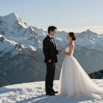 Extreme Wedding Photos: Posing in Tuxedos on Snowy Mountains