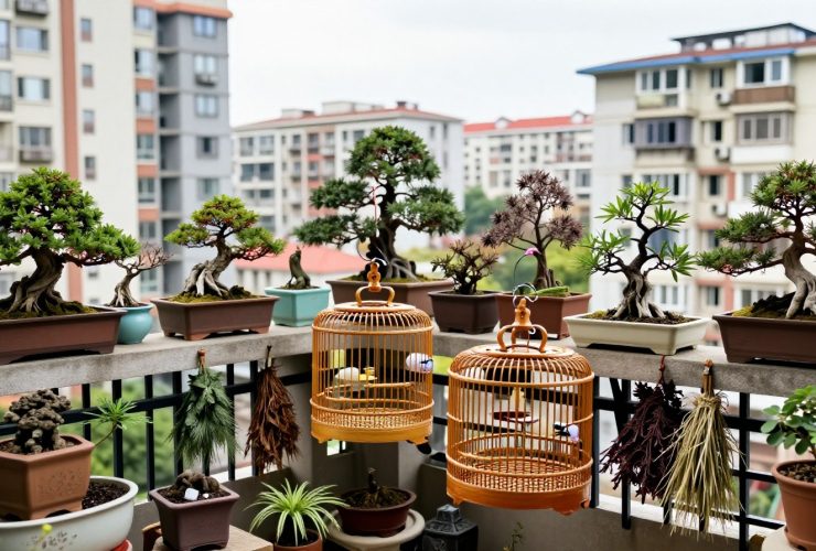 Bonsai and Birdcages: The Intricate Balcony Gardens of Urban Grandpas