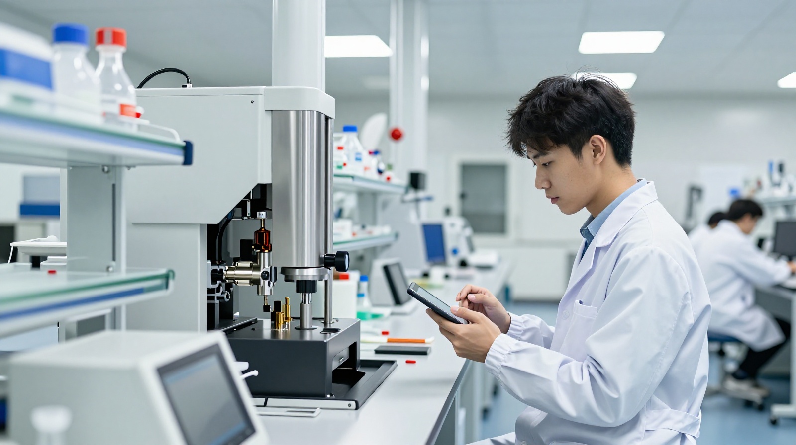 Young engineers working in a high-tech manufacturing facility in Jiangsu's industrial parks.