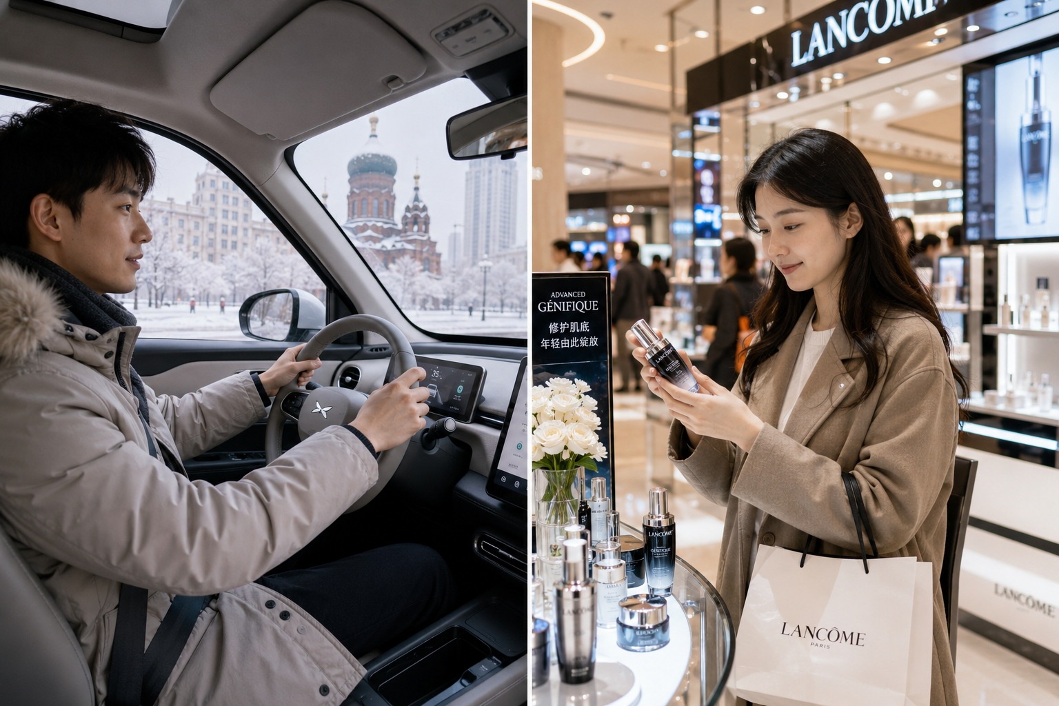 Young Chinese consumers using domestic EVs and beauty products