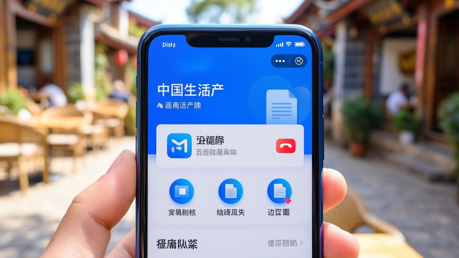 Smartphone screen showing Chinese collaboration apps used by digital nomads for remote work management.