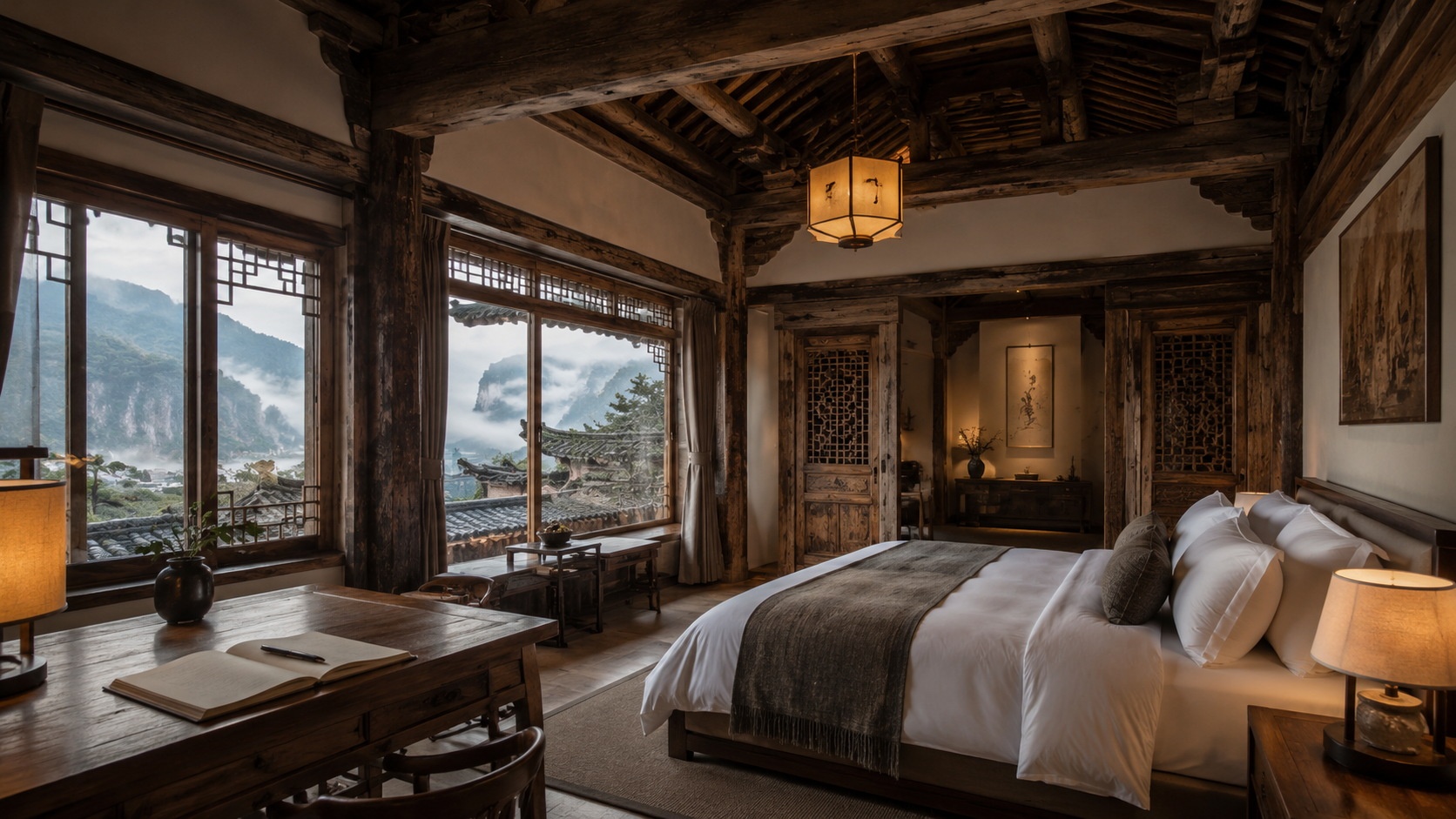 Luxury accommodation in a modernized traditional Chinese temple