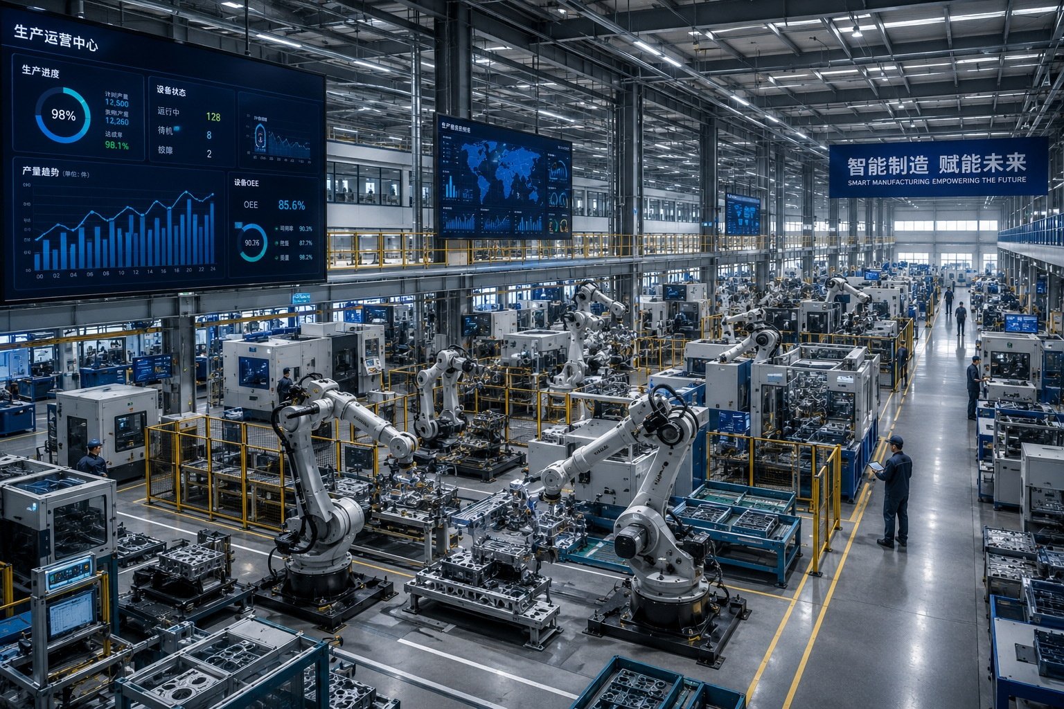 Modern automated factory floor in China showcasing advanced manufacturing and digital integration.