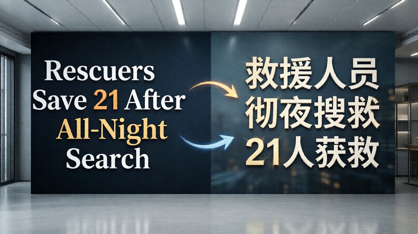 Side-by-side comparison of an English news headline with a full sentence and a Chinese headline with omitted verbs, illustrating the fill-in-the-blank nature of Chinese headlines.